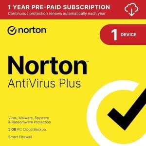 NortonLifeLock Norton AntiVirus Plus 2025 – 1 Year / 1 Device | Smart Firewall + Password Manager